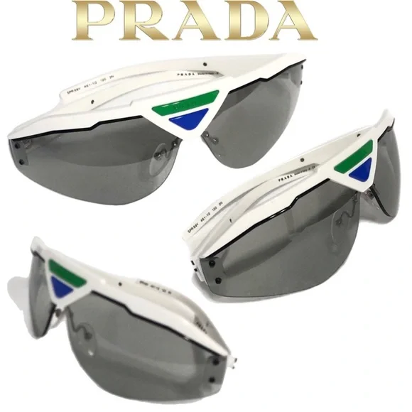 🆕 Prada white, blue & green Shield Sunglasses - Picture 4 of 16